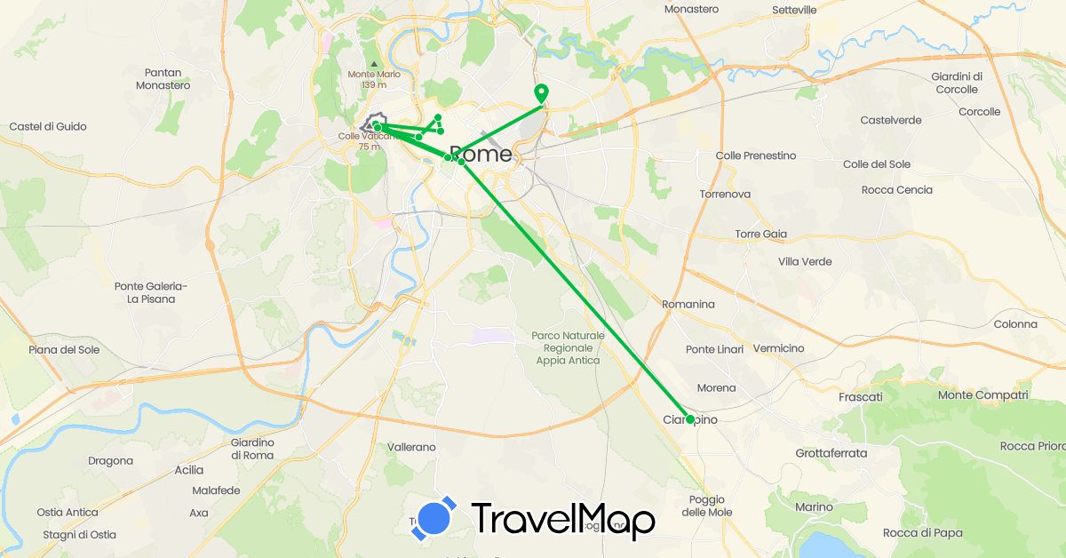 TravelMap itinerary: driving, bus in Italy, Vatican City (Europe)